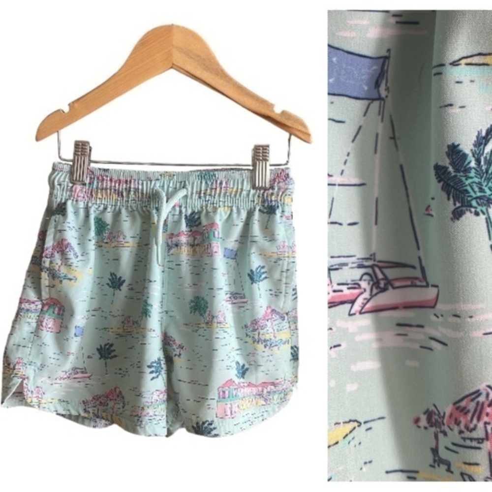 Vineyard Vines Blue Tropical Sailboat Print Performance Shorts